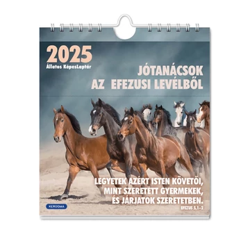 Falinaptár 2025 – fekvő képeslapos, spirál, állatos – Jótanácsok az Efezusi levélből