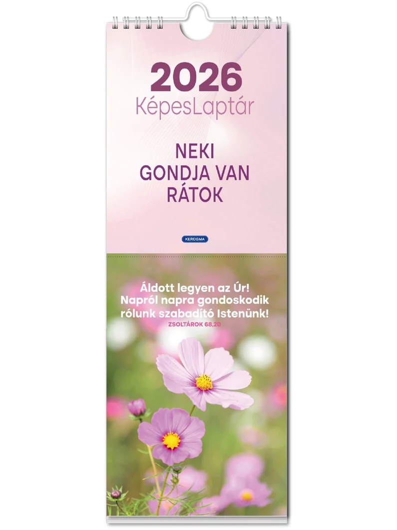 2026 Falinaptár – álló képeslapos, spirál, állat-növény – Neki gondja van rátok