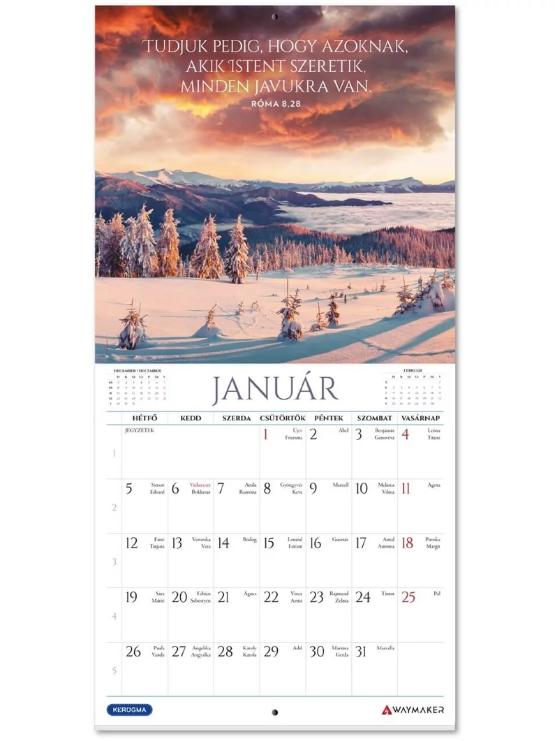 2026 Falinaptár – nagy négyzetes, tűzött, tájkép – Mindenre van erőm