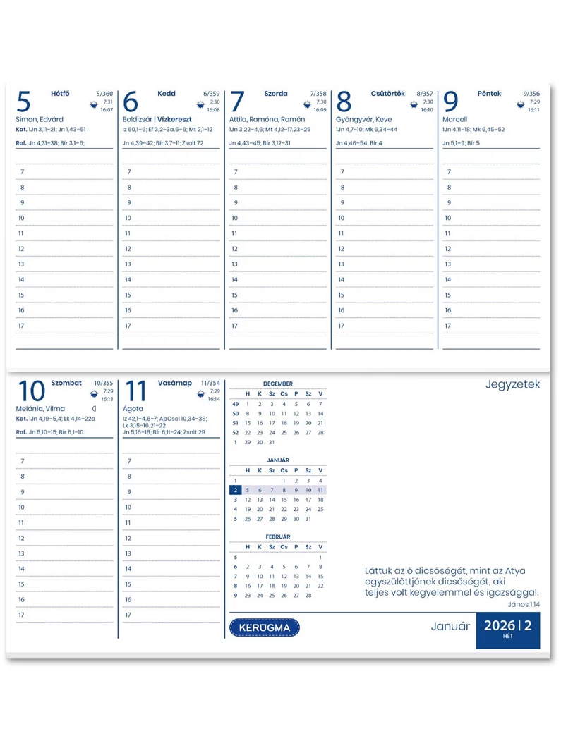 2026 Zsebnaptár – kék