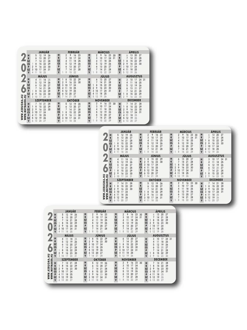 2026 Kártyanaptár csomag (3x10 db) – elefánt, pingvin, bárány